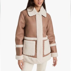 Avec Les Filles NWT Darylane Faux Shearling  Faux -Leather Women’s Coat Small
